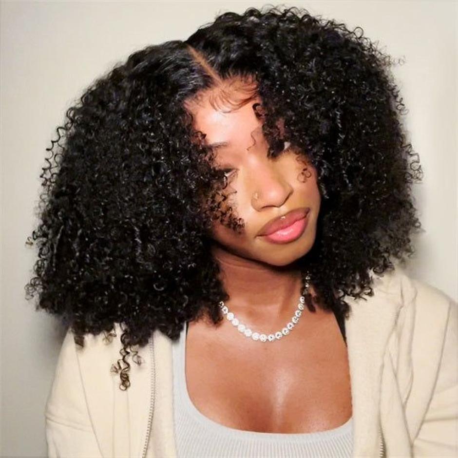 FORGIRL FOREVER Wear And Go Glueless Wig Drawstring Wear Go Half Wig 7x5 Pre Cut Bleached Knots Afro Kinky Curly Wig Lace Front Human Hair Wigs