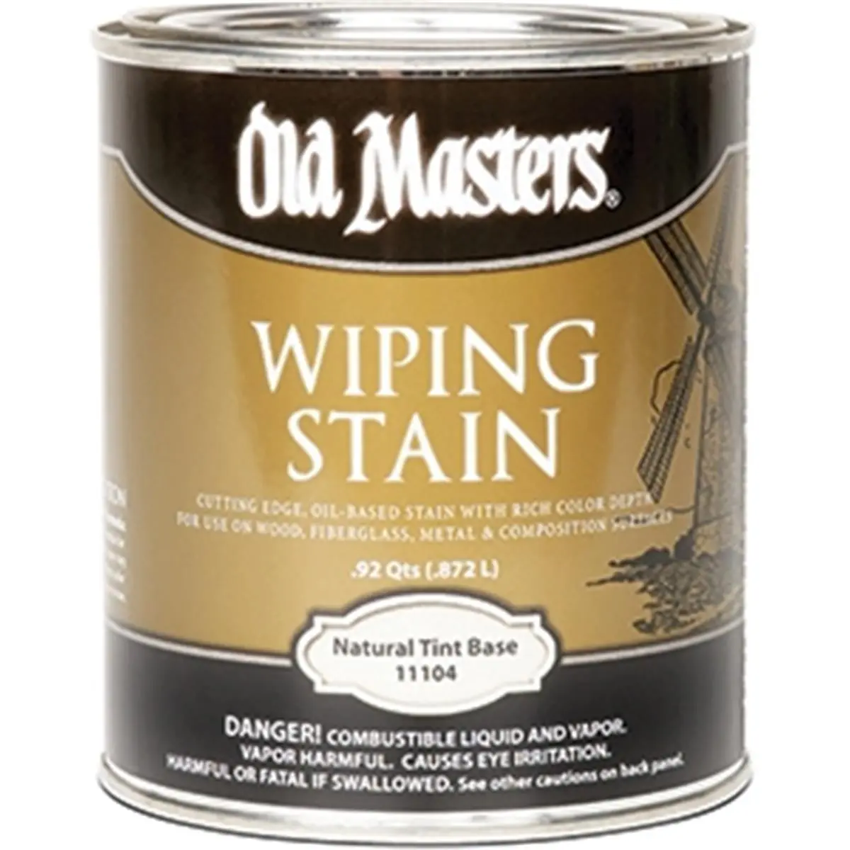 212 MAIN Old Masters 11104 Oil Based Paint - 1 Qt Natural Tint Base Wipe-On Stain, 240 VOC Slow Dry Controllable Wood Finish, Heavy-Bodied for Woodgraining Process on Steel Doors & Indoor Auto/Motorcycle Paint Care
