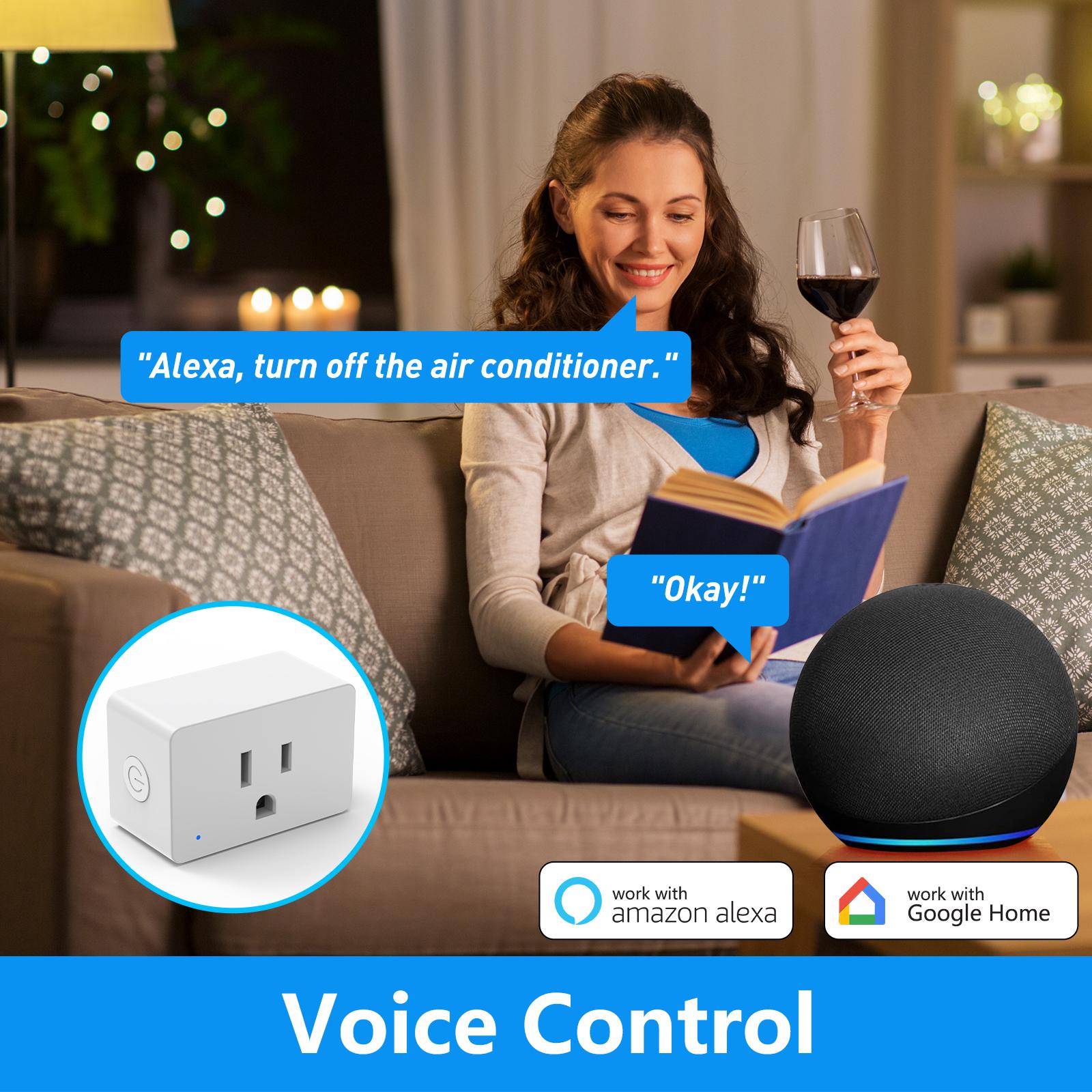 DAYBETTER Smart Plug 15A/1800W, Alexa & Google Home Compatible, 2.4GHz WiFi Bluetooth, APP Control, Timer & Schedule, Smart Outlet for Home Automation