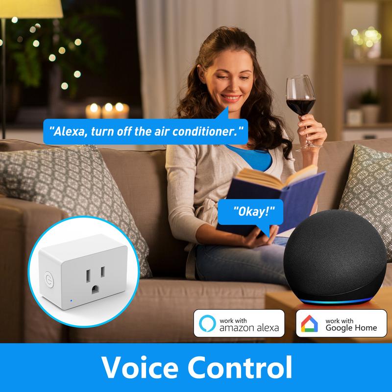 DAYBETTER Smart Plug 15A/1800W, Alexa & Google Home Compatible, 2.4GHz WiFi Bluetooth, APP Control, Timer & Schedule, Smart Outlet for Home Automation