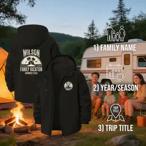 Personalized Family Reunion anorak Jacket Custom Year & Trip Title Lightweight Waterproof Windbreaker for Outdoor Adventures HD Print Travel Coat Perfect Gift for Mom Dad Varsity Menswear - Badge windproof wind breaker casual athletic