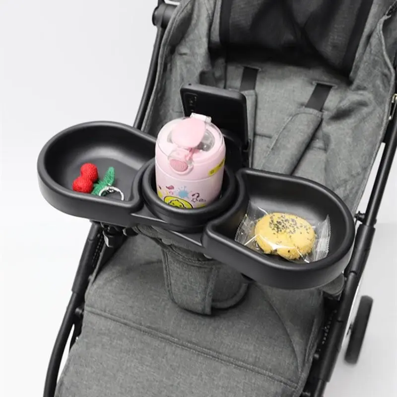 Baby Stroller Tray with Phone Holder, Universal Child Stroller Accessory, Multi-Function Meal Tray, Snack Tray for Stroller, Cup Holder, Storage Organizer, Essentials
