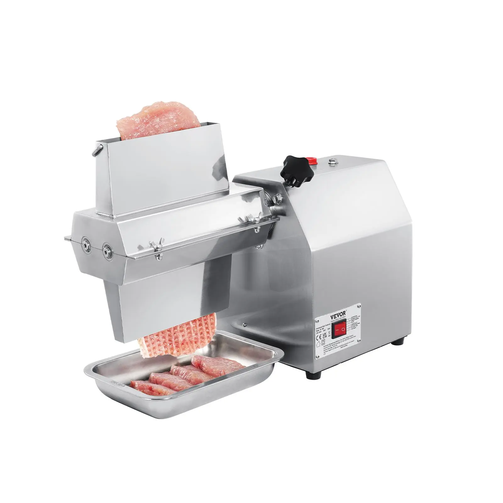 【Summerfinds】VEVOR Commercial Meat Tenderizer,  , Heavy Duty 304 Stainless Steel Kitchen Tool with Meat Tong, Cleaning Brush, and Tray, 750W Electric Meat Tenderizer Machine for Beef, Turkey, Chicken, Pork, and Fish
