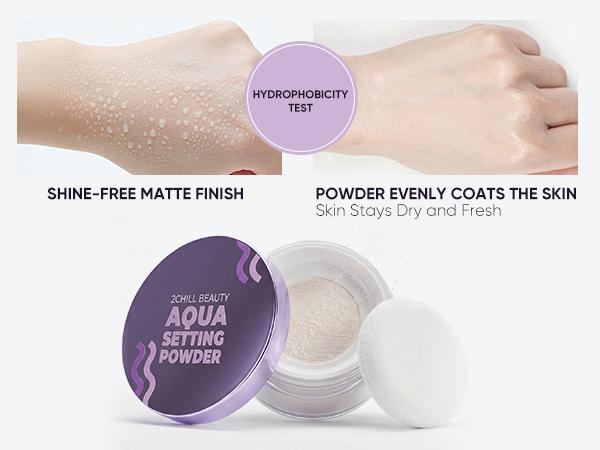 2CHILL Aqua Setting Powder – Korean Skincare Makeup, Lightweight Matte Finish Translucent Face Powder, Oil Control & Long-Lasting, Hydrating, Cosmetic