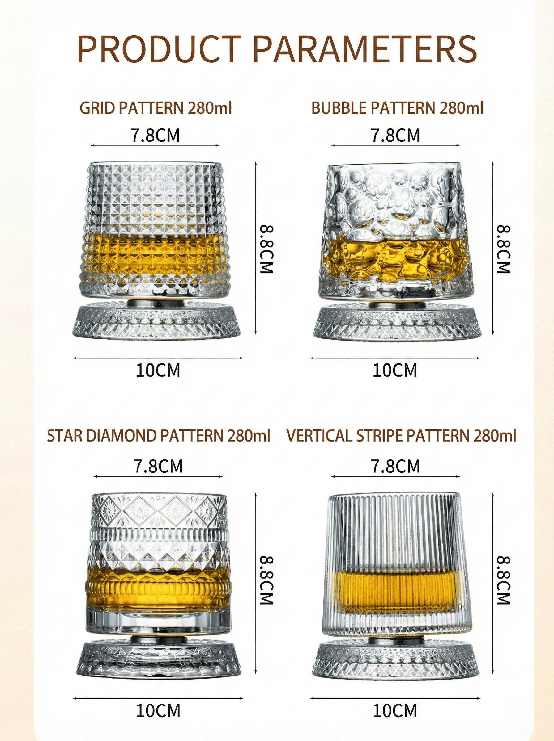 360° Rotating Crystal Glass Cup, Star-Cut Spinning Whiskey & Wine Glass, Elegant Stress Relief Drinkware, European Style Bar Glass Set, Premium Gift Choice, Whiskey Tumbler