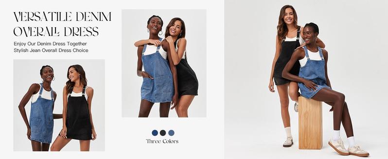 Imily Bela Women's Summer Cute Denim Overalls Dress Cozy Adjustable Strap Trendy Mini Jean Dresses
