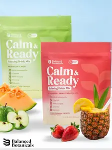 Balanced Botanicals Calm and Ready Powder Drink Mix, with Magnesium Glycinate, Ashwagandha KSM 66, L Theanine, and Tart Cherry, Relaxation Support Supplement