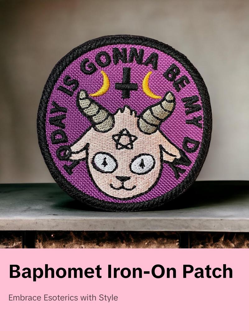 Today's the Day Baphomet Symbol Patch Divine Being Esoteric Emblem Pagan Gnostic Goat Symbol Iron-On Sew-On Patch for Jackets Bags Hats 3" 4" Sizes