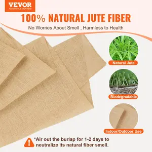 VEVOR Burlap Fabric Roll,  , 14” x 30 ft & 50 x 50 High Density Wide Natural Burlap Fabric Rolls, Jute Fabric Burlap Tree Wrap Roll, for Decor, Crafts, Wedding, Gardening, Plant & Tree Winter Covering