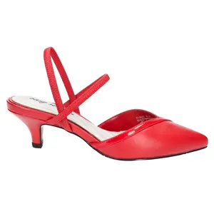 Easy Street Womens Unna Pointed Toe Kitten Pumps Dress Casual Low Heel 1-2" - Red