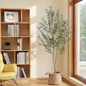 Romswi 6FT Artificial Olive Tree, Realistic Faux Plants, Fake Potted Tree with Fruits, Outdoor Indoor Decor for Home Office
