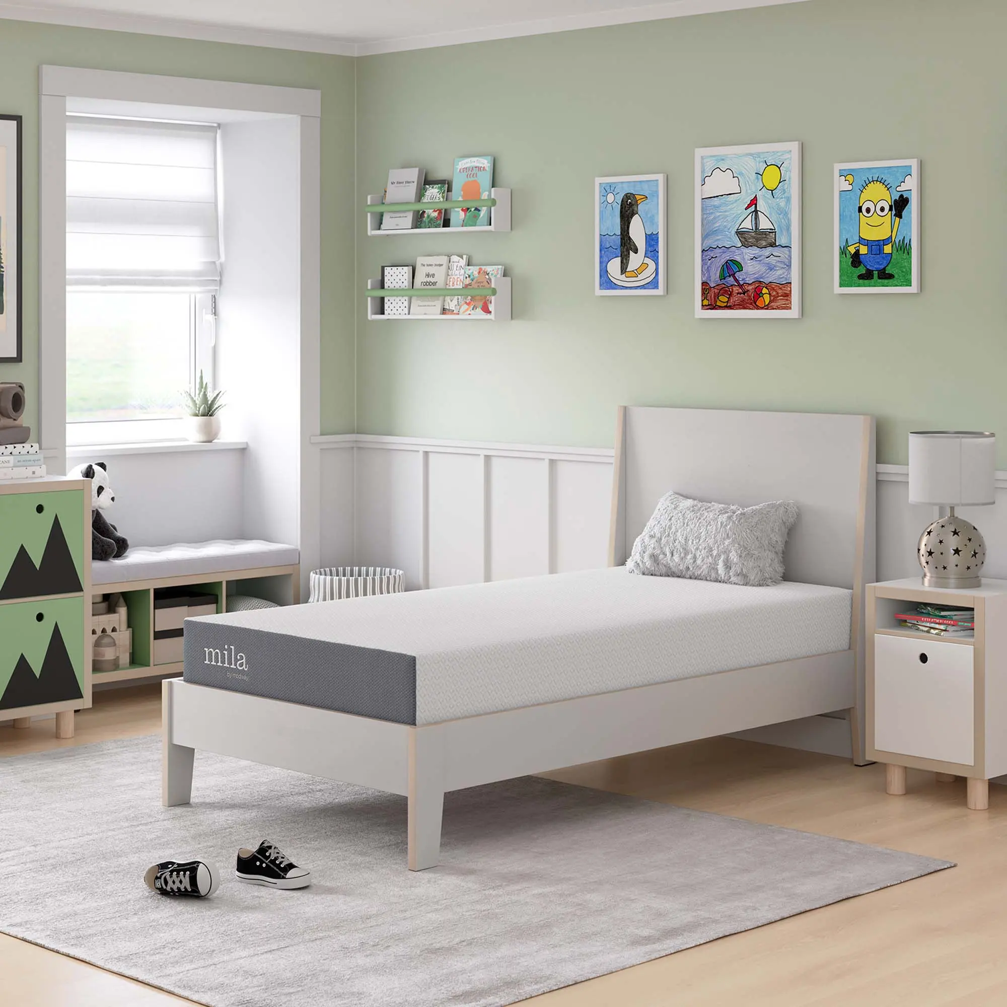 Modway Mila 8" Twin Premium Bed Mattress - High Quality Mattress with Stretch Knit Cover, Pressure Relief, Fire-Resistant, Ideal for Kids, College Dorm, Guest Room Relaxing Sleep, Memory Foam Mattress