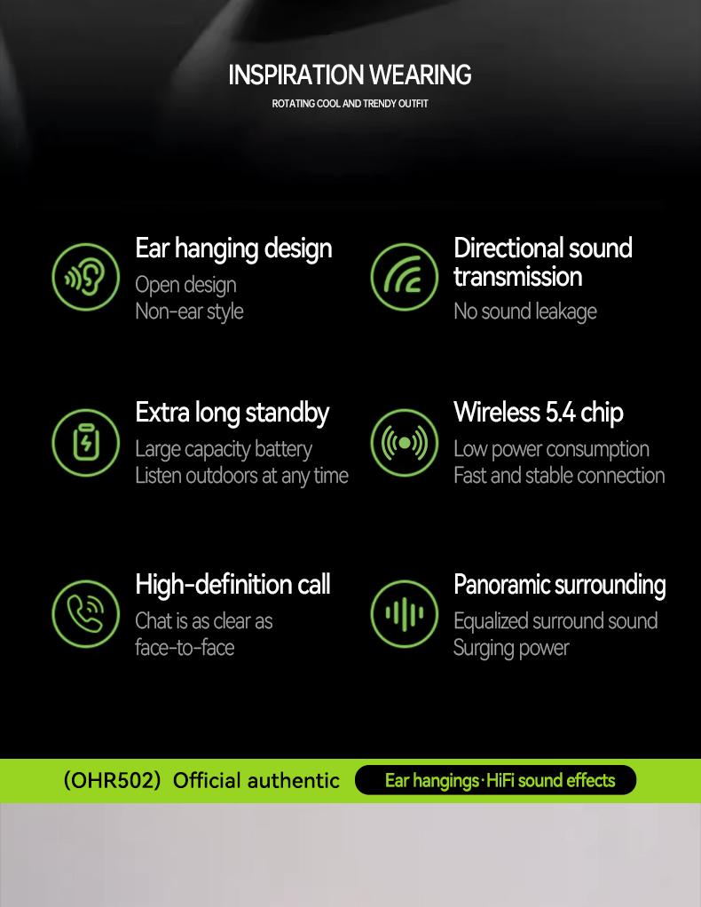 Acer OHR502 Bone Conduction Wireless Wireless Earbuds - New Model Over-Ear Design headset, Long Battery Life, Enhanced Audio Experience for Active Use gaming headset fast charge Electronic Headphone Pink