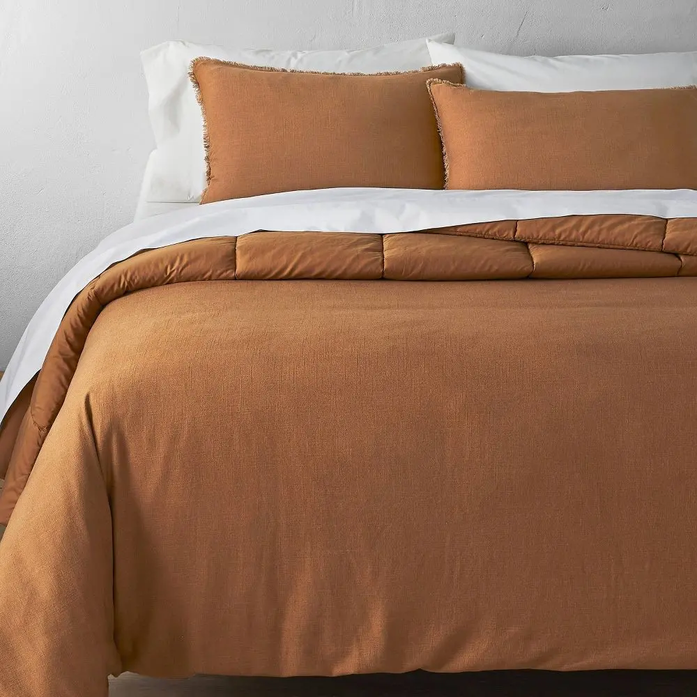 Casaluna Heavyweight Linen Blend Bed Comforter Set, Solid Bedding Set (Queen Size Option Available), Bedding Sets