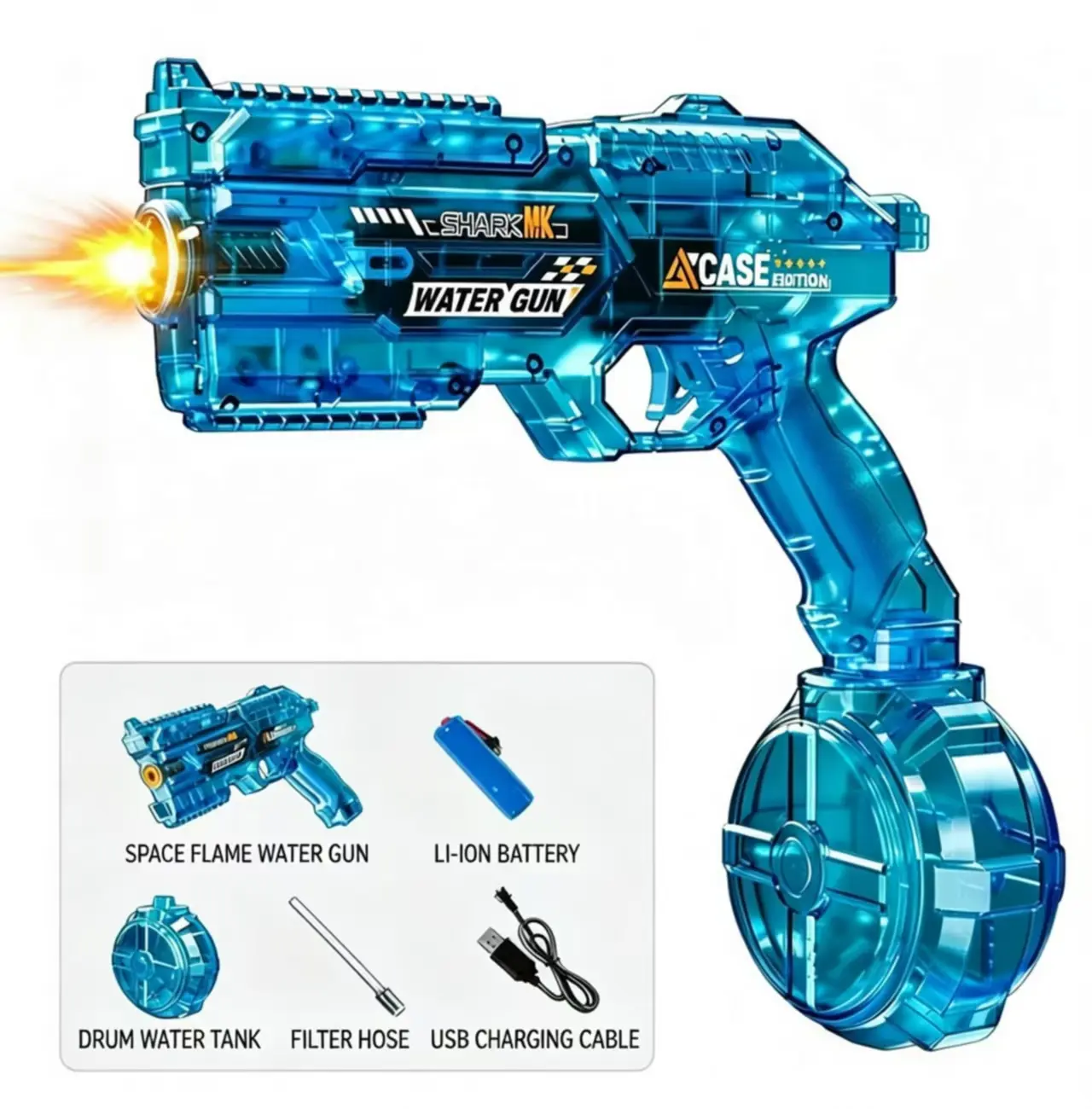 Electric Water Blaster for Kids (Ages 6–8) & Adults, Powerful Automatic Squirt Gun with Built-in Li-ion Battery, LED Glowing Muzzle, 32FT Long Range, Summer Pool Party Outdoor Toy Gift