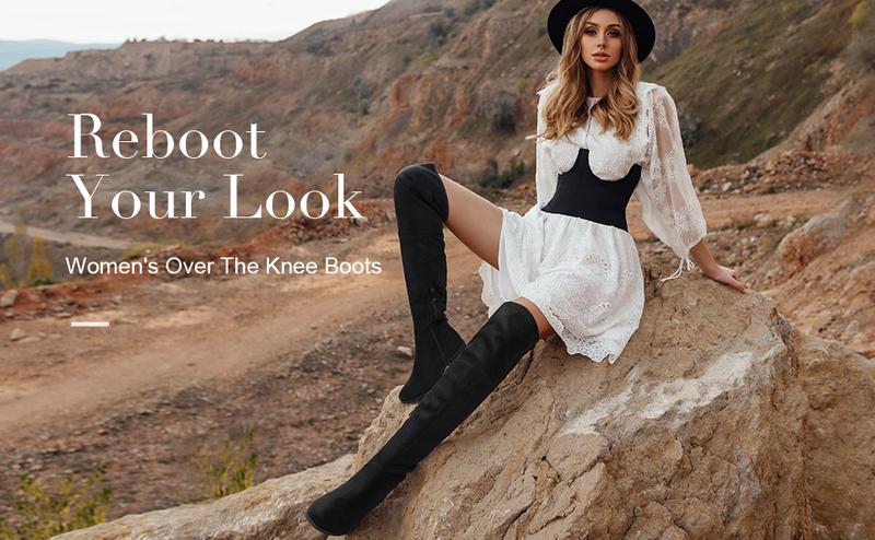 DREAM PAIRS Women's Block Heel Over The Knee High Boots