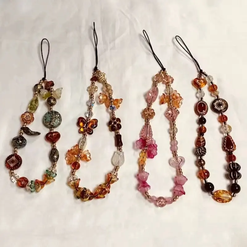 Beaded Floral Phone & Camera Wrist Charm – Vintage Strap