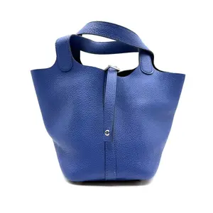 Pre-owned HERMÈS Leather Tote Bags Hermes Picotin 18 Taurillon Maurice Bleu