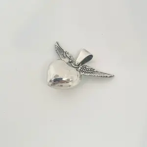 Sterling Silver 925 Heart Crown Wings Pendant Women’s Jewelry