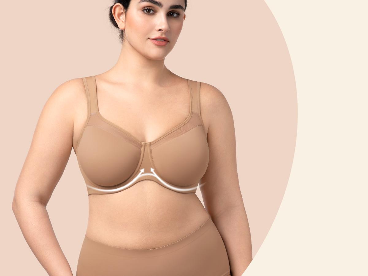 HSIA Alina Full Coverage Underwire Bra Plus Size Supportive Unlined Adjustable Strap Comfort Fit T-Shirt Style SpringStatements