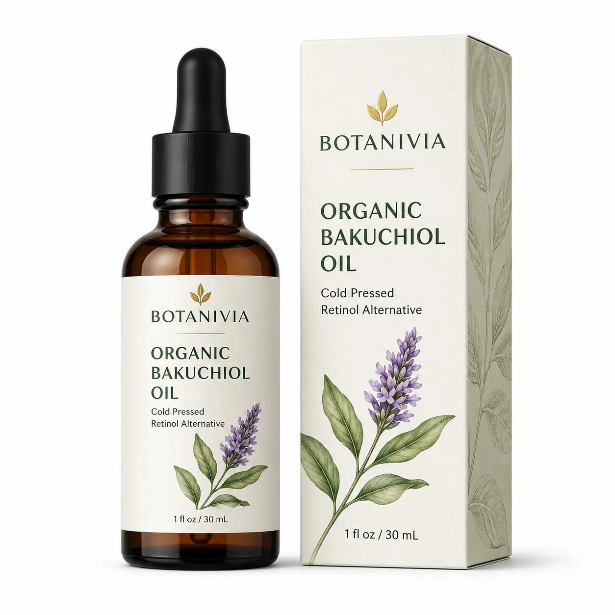Cold-Pressed Bakuchiol Facial Oil, Natural Retinol Alternative Face Serum, Lightweight Moisturizing Oil for Fine Lines, Wrinkles, Smooth Glow & Radiant Skin, 1 fl oz