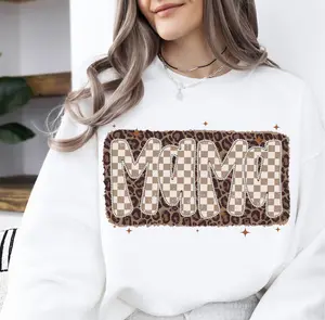 Vintage Mama Leopard Checkered Western Sweater, Retro Mothers's Day Gifts, Preppy Mom Shirt