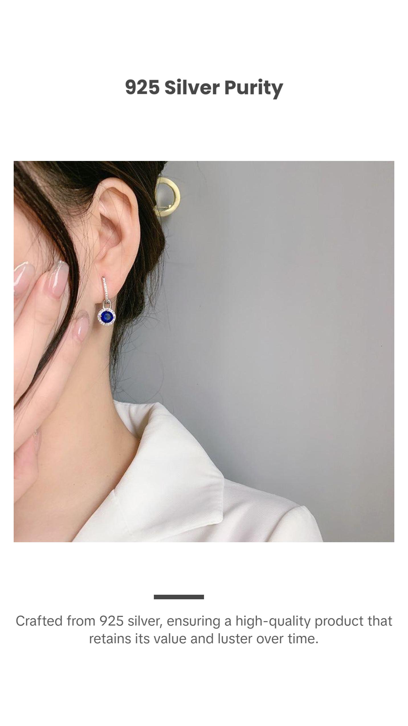 Fashionable Silver Inlay Geometric Earrings with Crystal Zircon