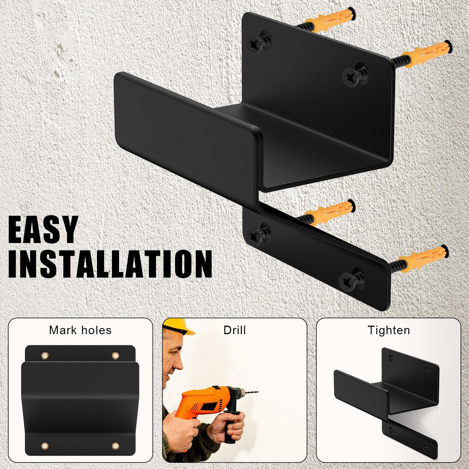 Ladder Hanger Steel Wall Mount Wheelbarrow Hanger for Garage Wall Heavy Duty Wall Mount for Ladder Folding Chair Stroller Storage Black Adjustable Strap Hook Adjustable Hangable Organiser