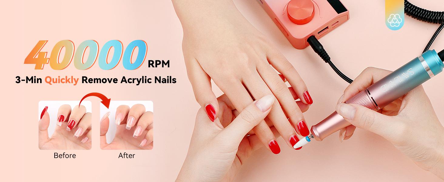 SAVILAND Electric Nail Drill 40,000 RPM Upgraded Portable Nail Drill Beautiful Gradient Sunset Design Ideal Nail Care Cutics Treatment & Manicure SAVILAND Electric Nail Drill 40,000 RPM Upgraded Portable Nail Drill Beautiful Gradient Sunset Design Ideal Nail Care Cutics Treatment & Manicure