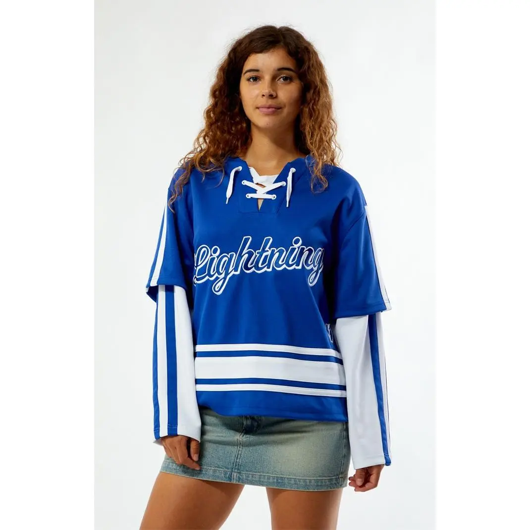 WILD COLLECTIVE Women's x NHL Tampa Bay Lightning Layered Long Sleeve Hockey Jersey