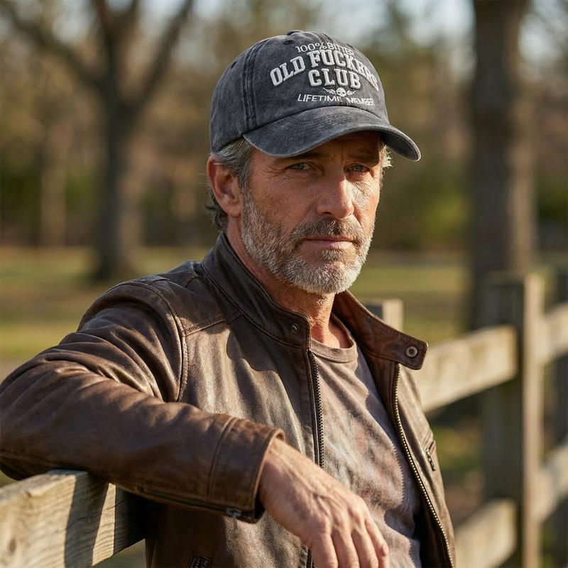 100% Bitter Old F*kers Club Vintage Cap Embroidery Adjustable Wash Lifetime Member Hat Unisex Casual Trendy Outdoor Cap Premium Cotton Material Rugged Everyday Style