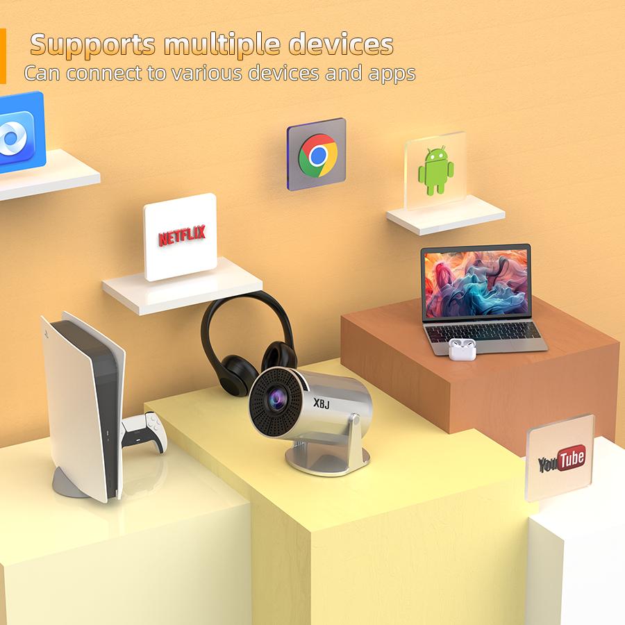 [US Warehouse] HYA300Pro Upgraded Projector with Dual Wi-Fi 6, BT5.4 Support, Native 1280*720P, Android 11, Built-in Speaker, Remote Control Included, Home Theater Outdoor，Valentine's Day/Birthday Gifts