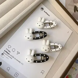 Miffy New Hair Clip Kawaii Cartoon Polka Dot Korean Style Bangs Clip Fashionable Girls Wear Matching Children Hair Accessories