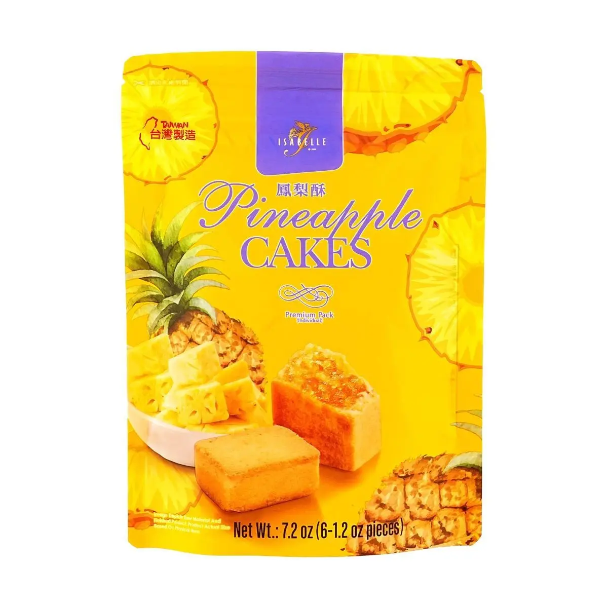 ISABELLE Taiwanese Pineapple Cakes - 6pc Bag (204g) - Authentic Fruit Pastry Snacks