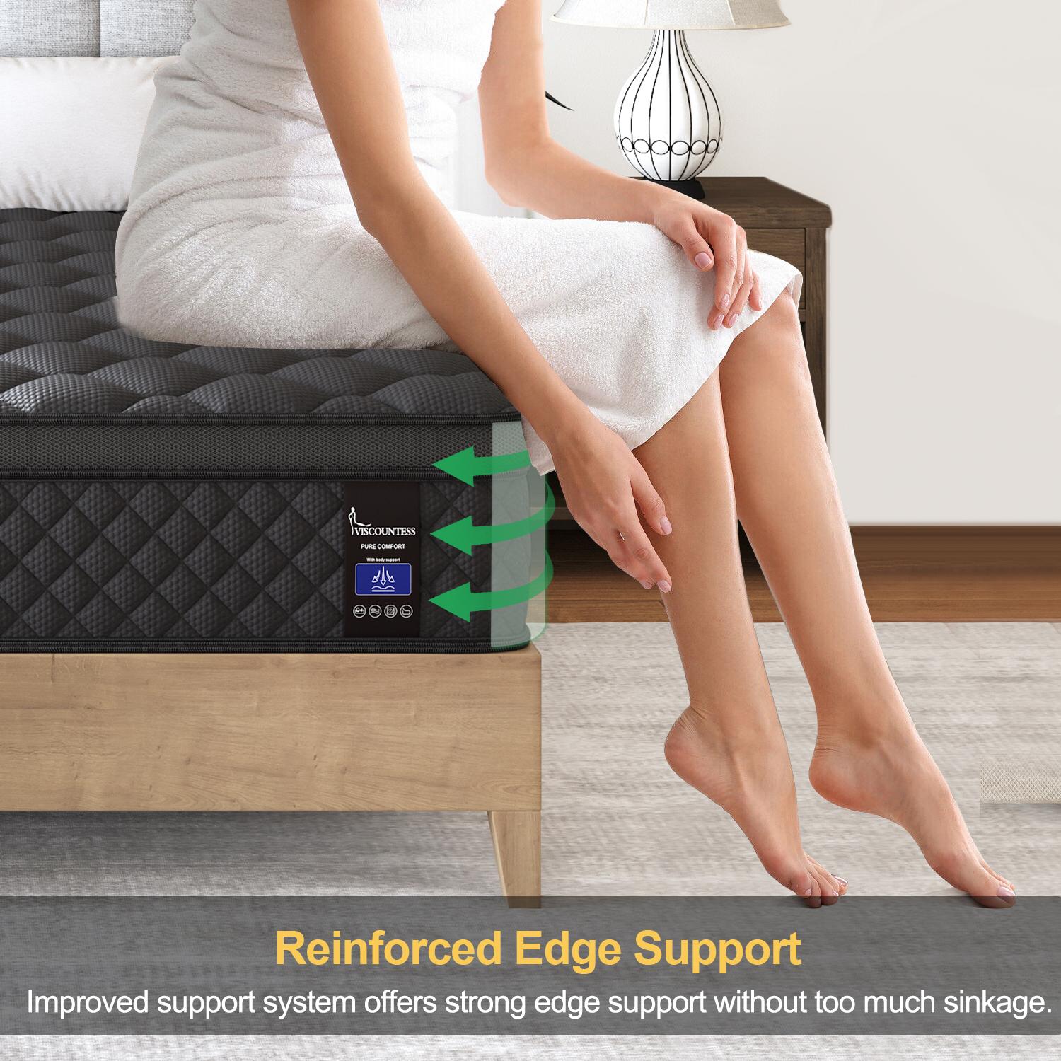 Luxury Gel Memory Foam Hybrid 5 Zone Pocket Spring Mattress In A Box Medium Firm Twin Full Queen King 10" 12" 14" For Motion Isolation Edge Support