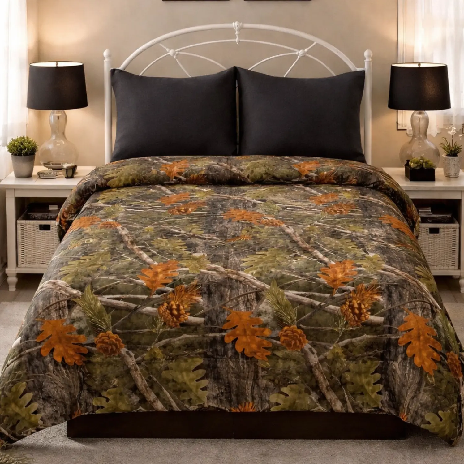 Reversible Camo Comforter – 4 Colors, 3 Sizes – Soft Durable Camouflage Bedding for Year-Round Use, Twin Queen King Sizes, Classic Camo Pattern