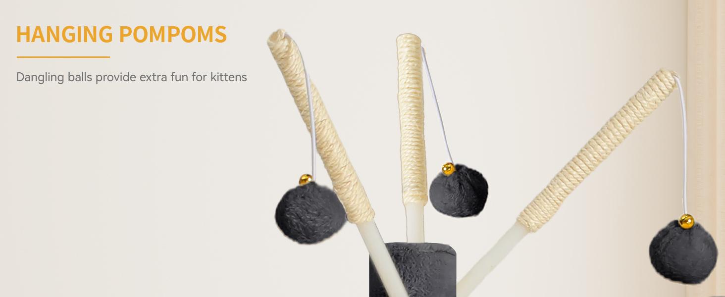 YITAHOME 64.5 Inch Cat Tree Multi-Level Cat House with Perch Hammock, Scratching Posts & Dangling Balls for Medium & Small Cats and Pets YITAHOME 64.5 Inch Cat Tree Multi-Level Cat House with Perch Hammock, Scratching Posts & Dangling Balls for Medium & Small Cats and Pets