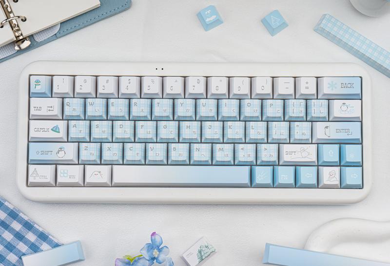 Ergonomic keycaps COOMICKEY Creamy Keycaps Set 145 Keys PBT Dye Sublimation Snowman Shape Blue Custom Keycap for 61/64/87/104/108 Cherry MX Switches ISO ANSI Layout Mechanical & Gaming Keyboard