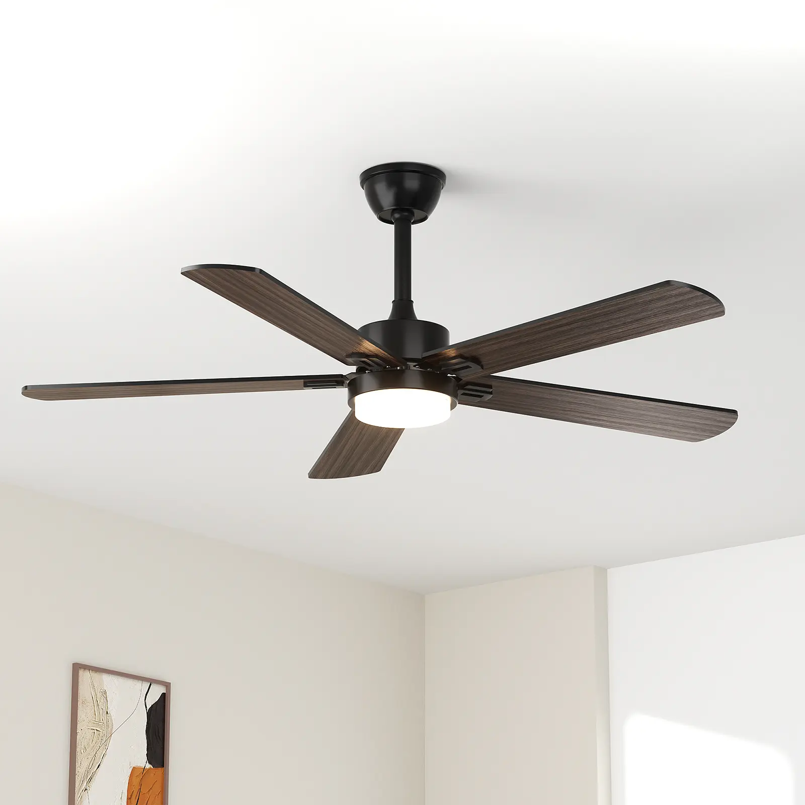 Ceiling Fan with Light and Remote, Flush Mount Low Profile, Quiet DC Motor, Dimmable LED 3CCT, 6 Speeds, Reversible Ceiling Fan for Bedroom Living Room Farmhouse, summergarden