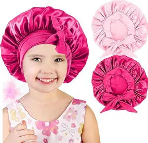 2 PCS Kids Bonnets for Girls, Silk Bonnet for Kids, Satin Bonnet for Sleeping, Baby Toddler Hair Cap with Tie Band
