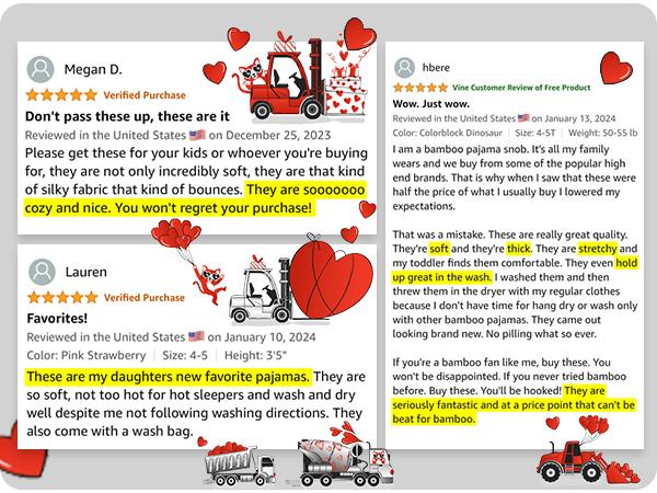 babee Reshinee Moisture-wicking Bamboo Pajama sets for Toddler Boys Girls,Temp-Sensing Babys Kids 2pcs Pjs,Long-Sleeve Snug Fit Sleepwear 12M-8Y Sets,Valentine's Day gift