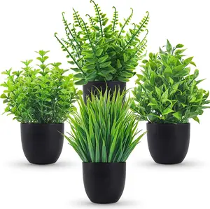 Der Rose Fake Plants 4 Packs Artificial Plants Small Faux Plants Black Bathroom Accessories for Halloween Bathroom Home Kitchen Coffee Table Office Desk Decor Indoor