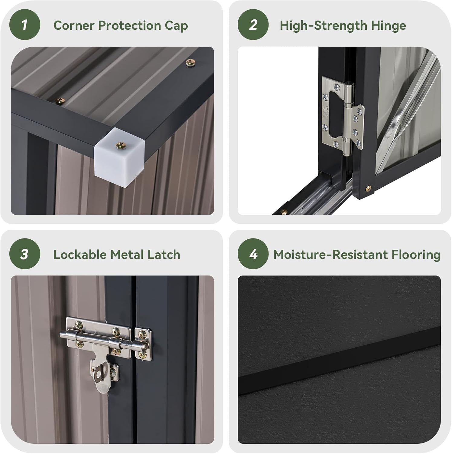 Aoxun Outdoor Storage Shed with Floor, Vertical Storage Cabinet with 2 Adjustable Shelves & Lockable Doors, Waterproof Small Tool Shed for Backyard, Garden, Patio, Lawn & Indoor Use, Brown