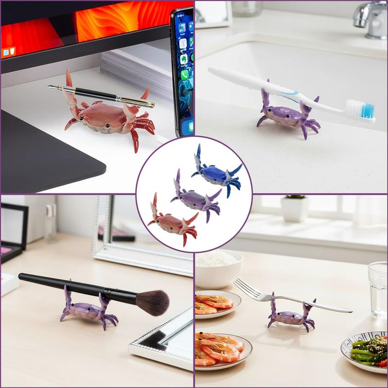 [Free!!ship] Realistic Weightlifting Crab Pen Holder 1 PCS Crab Statue Pen Holder Office Home Decor Ornament for Pens Glasses Cutlery Makeup Brushes Lipsticks