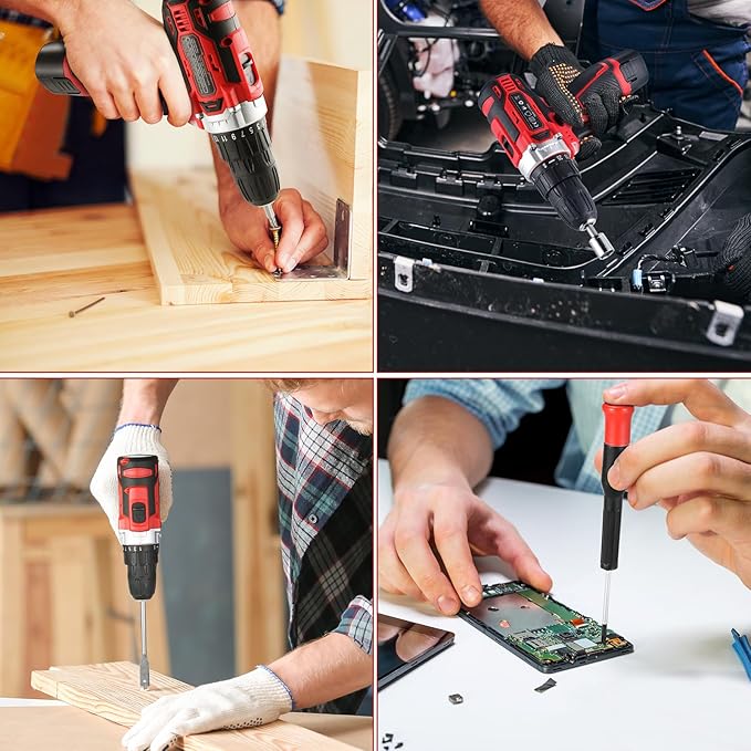 128 pc Tool Set with Power Drill, Cordless Hammer Drill Tool Kit 110Pcs Household Power Tools Drill Set with 21V Li-Ion Battery & Charger for Home Tool Kit 128 pc Tool Set with Power Drill, Cordless Hammer Drill Tool Kit 110Pcs Household Power Tools Drill Set with 21V Li-Ion Battery & Charger for Home Tool Kit