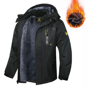 Men's Winter Warm Fleece Snow Coat Waterproof Ski Jacket Windproof Mountain Raincoat Snowboarding Hooded Jackets for Mens Water-Resistant Breathable Rain Jackets