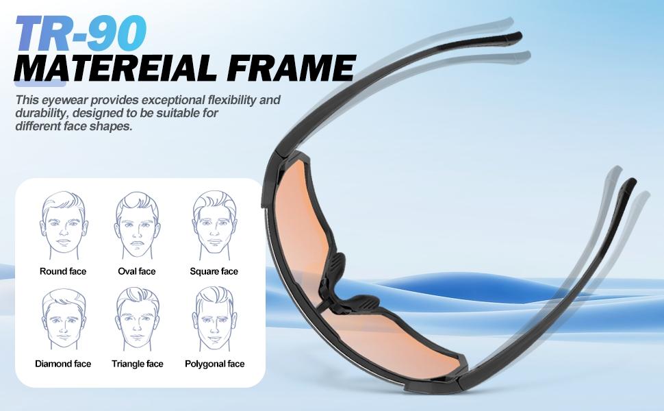 Photochromic Lens Sunglasses - UV Reactive Sports Glasses TR90 Nylon Frame Adjustable Tint Unisex Design Ideal for Cycling Running Outdoor Activities