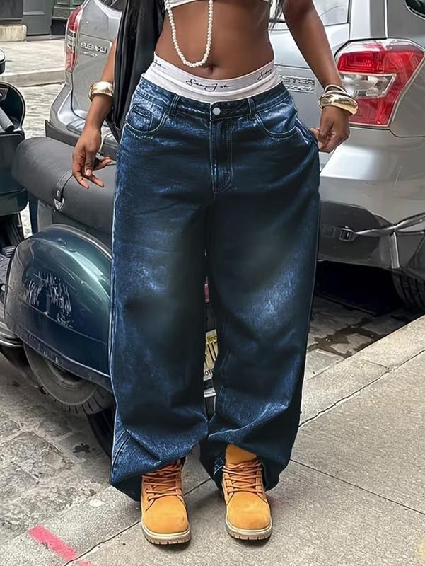 American high-street distressed wide-leg jeans | Y2K hot‑girl low‑rise straight‑leg pants | Versatile, figure‑flattering “god” jeans