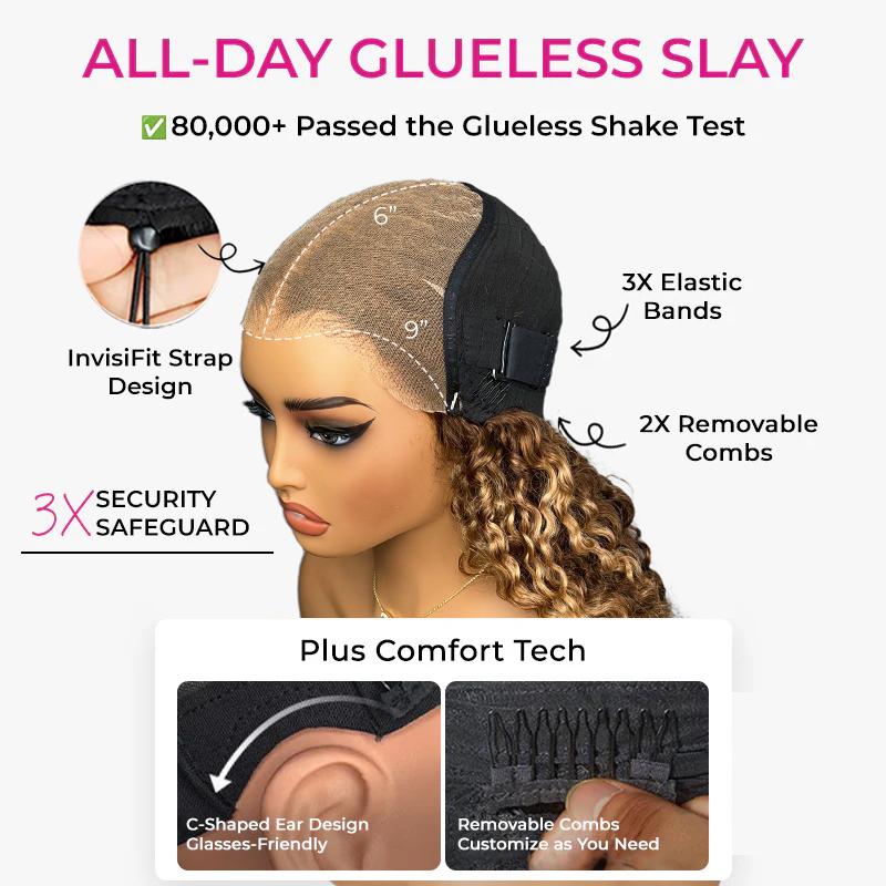 ISEE HAIR Wear Go M-Cap 9x6 Burmese Curly Highlight Brown & Natural Black Glueless Wig Pre-Cut Lace Beginner Friendly#TikTokShopHolidayHaul