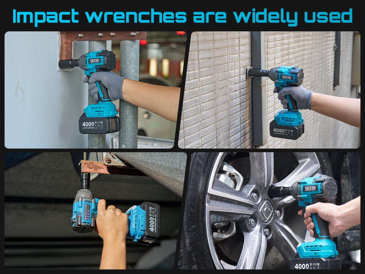 SEESII 3-in-1 Cordless Power Tool Set: Electric Rotary Hammer, Cordless Angle Grinder & Brushless Impact Wrench - Heavy Duty Combo Kit with 2x 4.0Ah Batteries for Construction, Automotive Repair & Metal Fabrication, 3ML